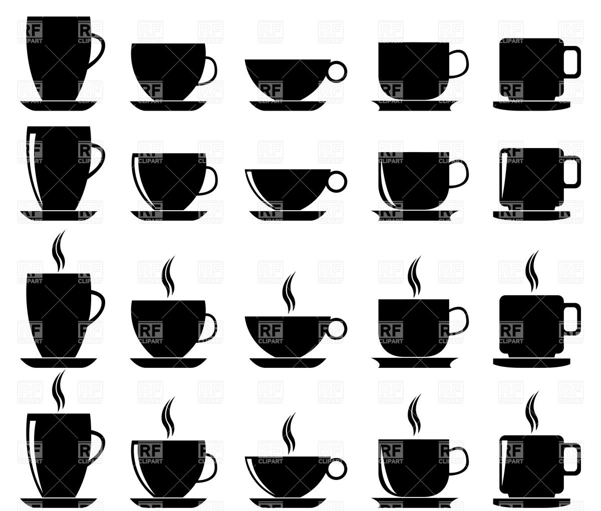 1200x1021 Silhouettes Of Coffee And Tea Cups And Mugs Vector Image Vector
