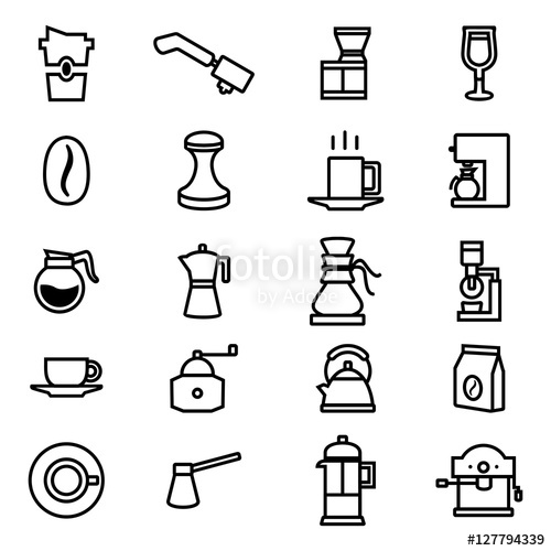 500x500 Line Art Coffee Grinder Roaster And Cafe Tools Icon Stock Image