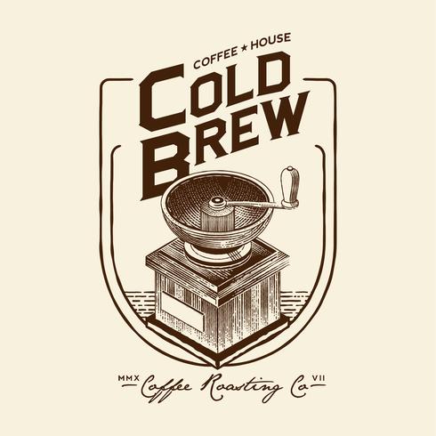 490x490 Retro Manual Coffee Grinder Badge