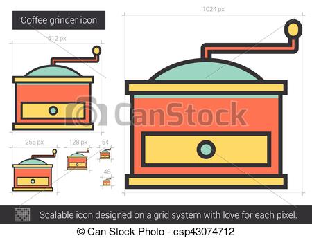 450x344 Coffee Grinder Line Icon. Coffee Grinder Vector Line Icon Isolated