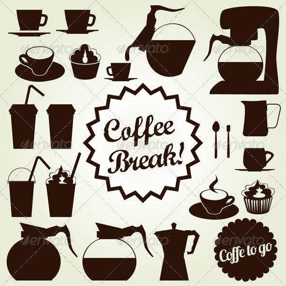 590x590 Coffee Set Vector Icon Collection By Snja Graphicriver