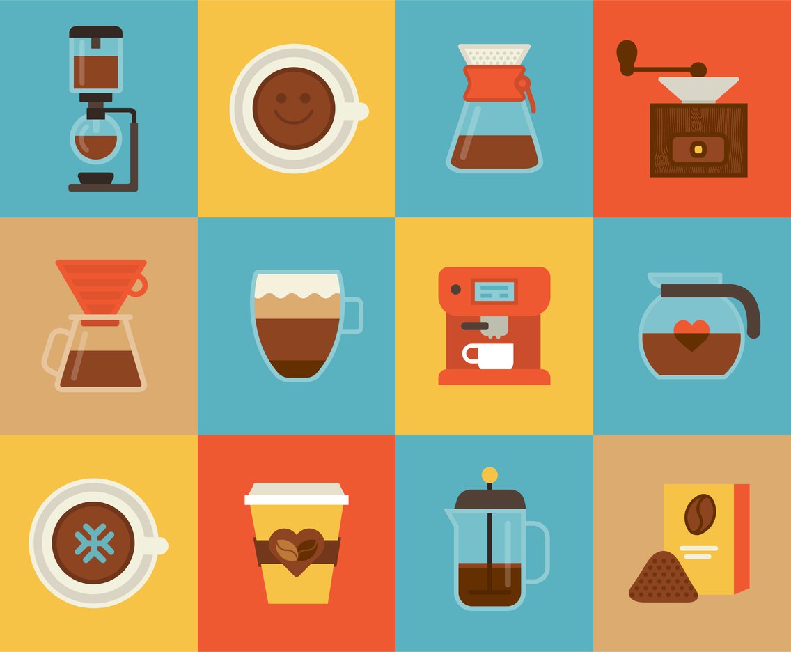 1136x936 Flat Coffee Vector Icons Vector Art Amp Graphics