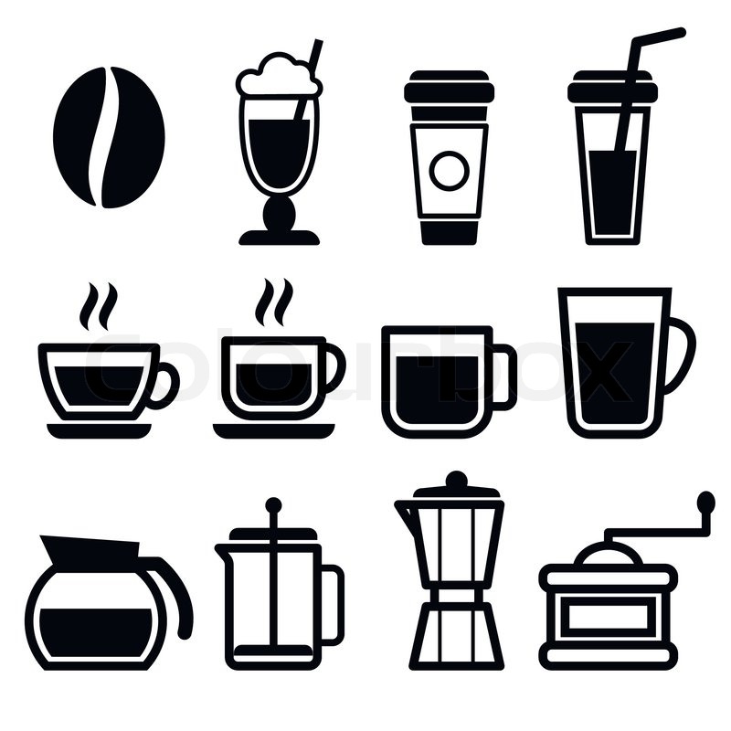 800x800 Coffee Drinks Icons Stock Vector Colourbox