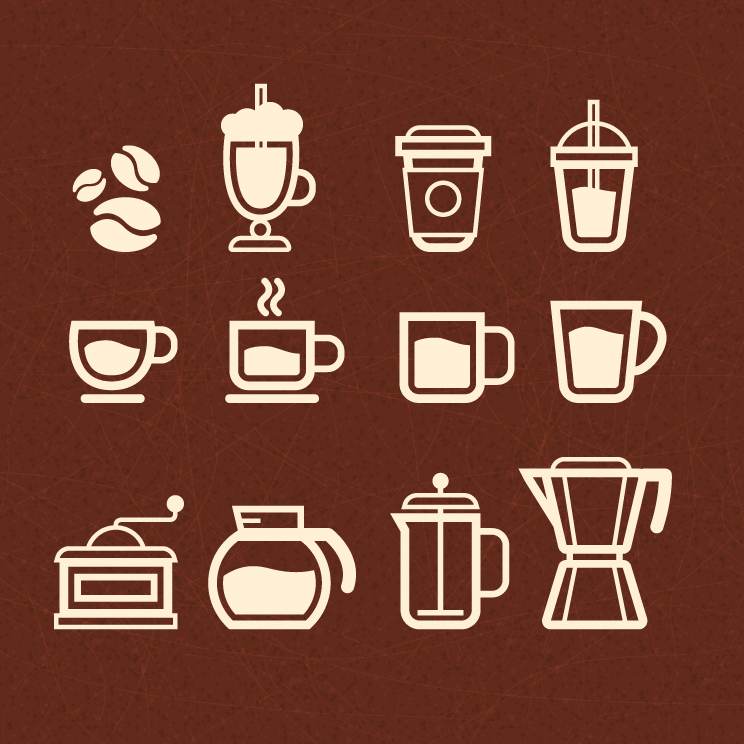 744x744 Coffee Icon Set Free Vector Graphic Download