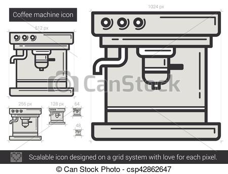 450x344 Coffee Machine Line Icon. Coffee Machine Vector Line Icon Isolated