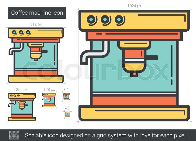 800x576 Coffee Machine Vector Line Icon Isolated On White Background