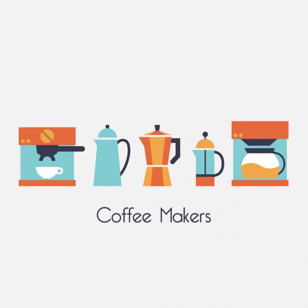 626x626 Coloured Coffee Makers Design Vector Free Download