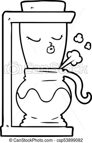 302x470 Cartoon Filter Coffee Machine Vector