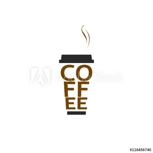 500x500 Coffee Cup Vector Logo Isolated On White Background, Flat Paper