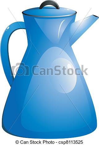 320x470 Blue Coffee Pot. Vector.