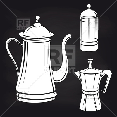 400x400 Coffee Pot Stickers On Black Background Vector Image Vector