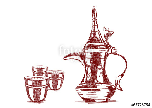 500x354 Old Style Hand Drawn Arabic Coffee Pot