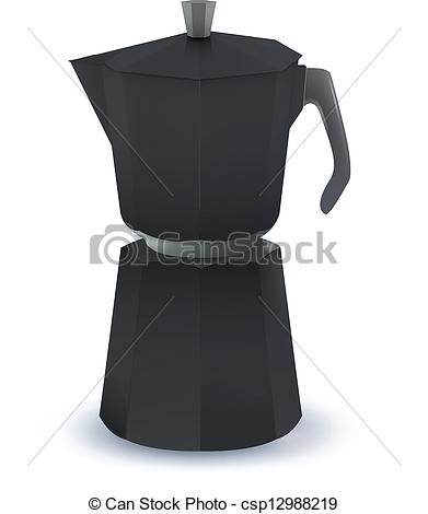 391x470 Black Coffee Pot. Vector Design.