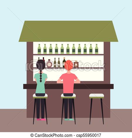 450x470 People Interior Coffee Shop Or Bar Restaurant. Back View Cartoon