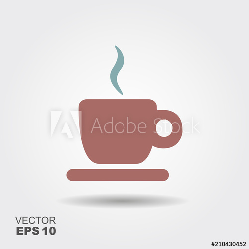 500x500 Coffee Cup With Steam, Vector Flat Icon