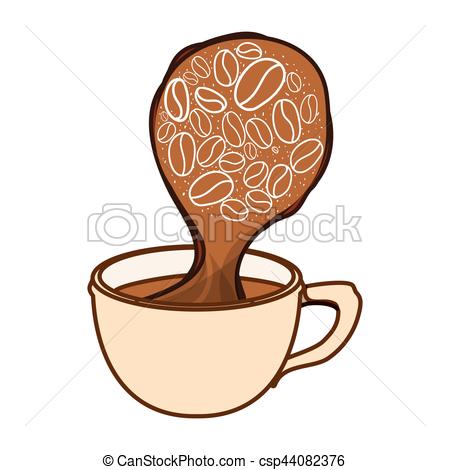 450x470 Color Cup Steam With Grain Coffee Icon, Vector Illustration.