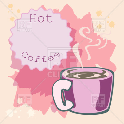 400x400 Cup Of Coffee With Steam, Hot Drink On Pink Background Vector