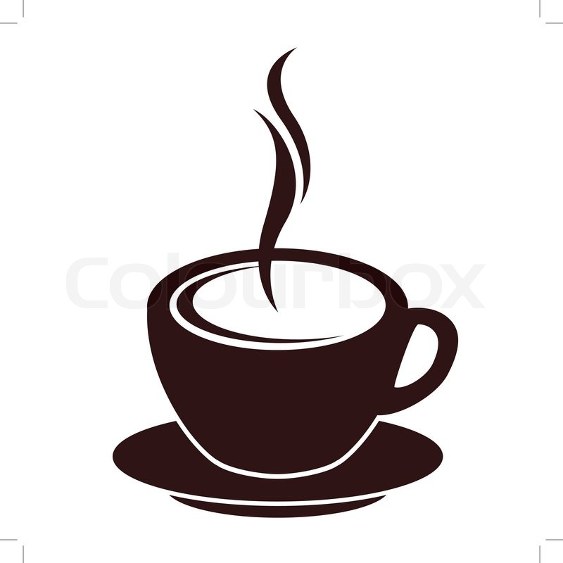 800x800 Silhouette Of Coffee Cup With Steam On White Stock Vector