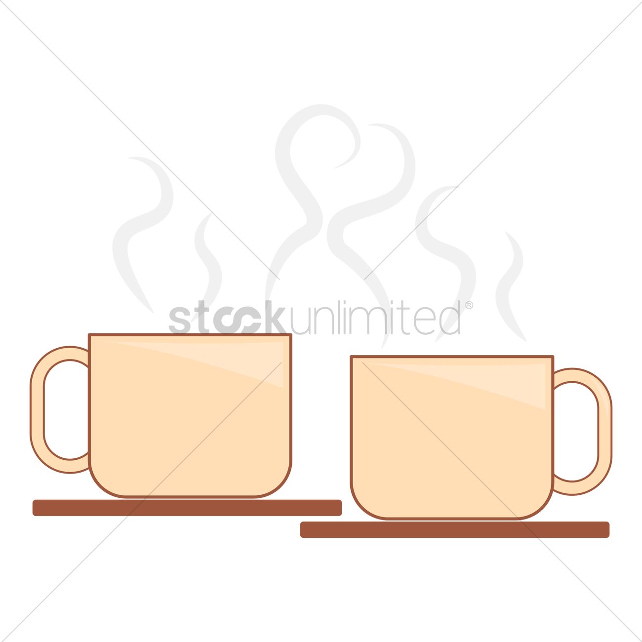1300x1300 Two Cups Of Hot Coffee With Heart Shape Steam Vector Image