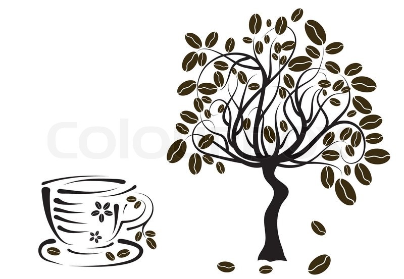800x553 Coffee Tree In A Cup, Vector Illustration Stock Vector Colourbox