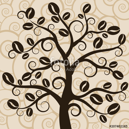 500x500 Decorative Coffee Tree. Vector Illustration. Stock Image And