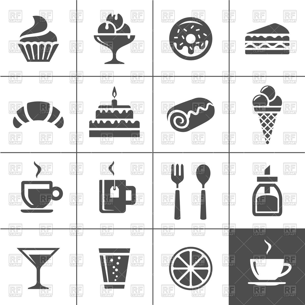 1200x1200 Cafe And Confectionery Icon Set