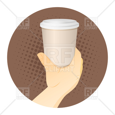 400x400 Man Hand Hold Paper Cup With Coffee Vector Image Vector Artwork