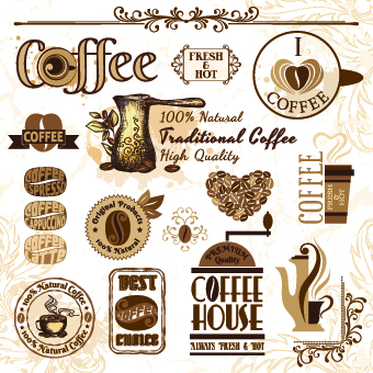 340x340 Retro Labels And Stickers Coffee Vector 01 Free Download