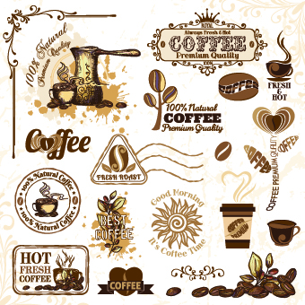 340x340 Retro Labels And Stickers Coffee Vector 04 Free Download