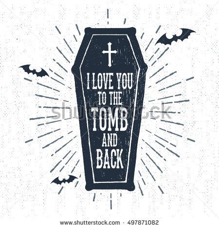 450x470 Hand Drawn Halloween Label With Textured Coffin Vector