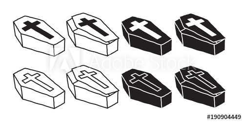 500x250 Coffin Vector Icon Halloween Christ Cross Illustration Character