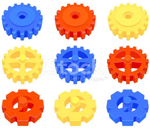 515x440 Coloured Gears Cog Vector Stock Vector