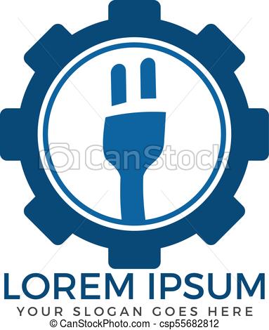 383x470 Electrical Plug And Gear Cog Vector Logo Design. Power Energy