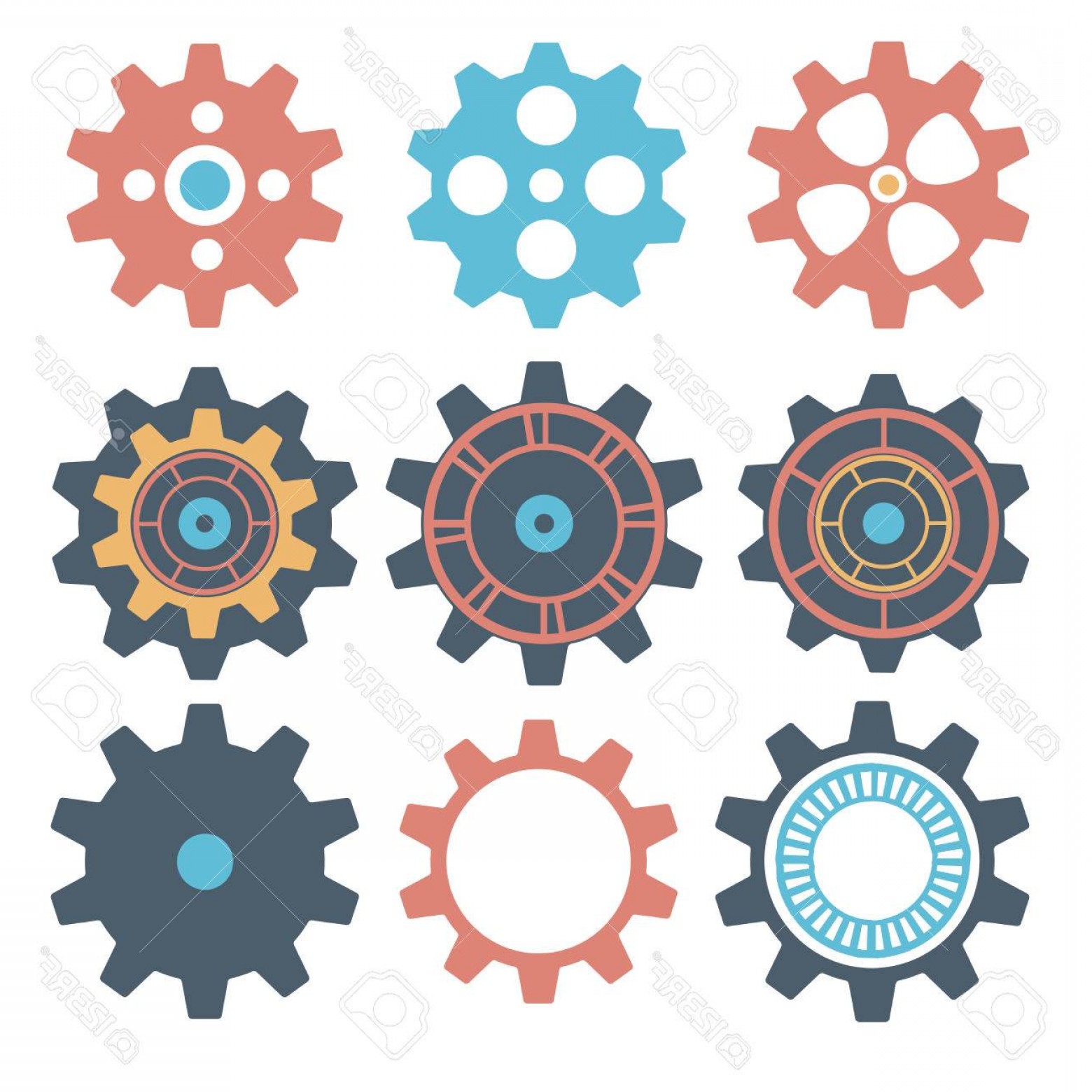 1560x1560 Photostock Vector Gear Collection Machine Gear Vector