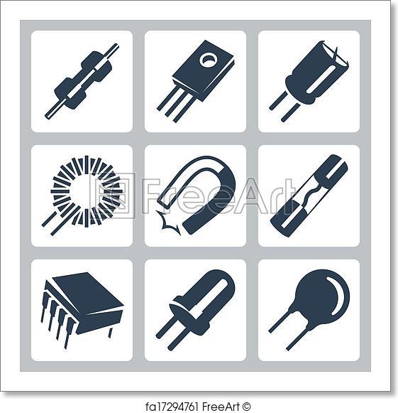 561x581 Free Art Print Of Vector Electronic Components Icons Set Resistor