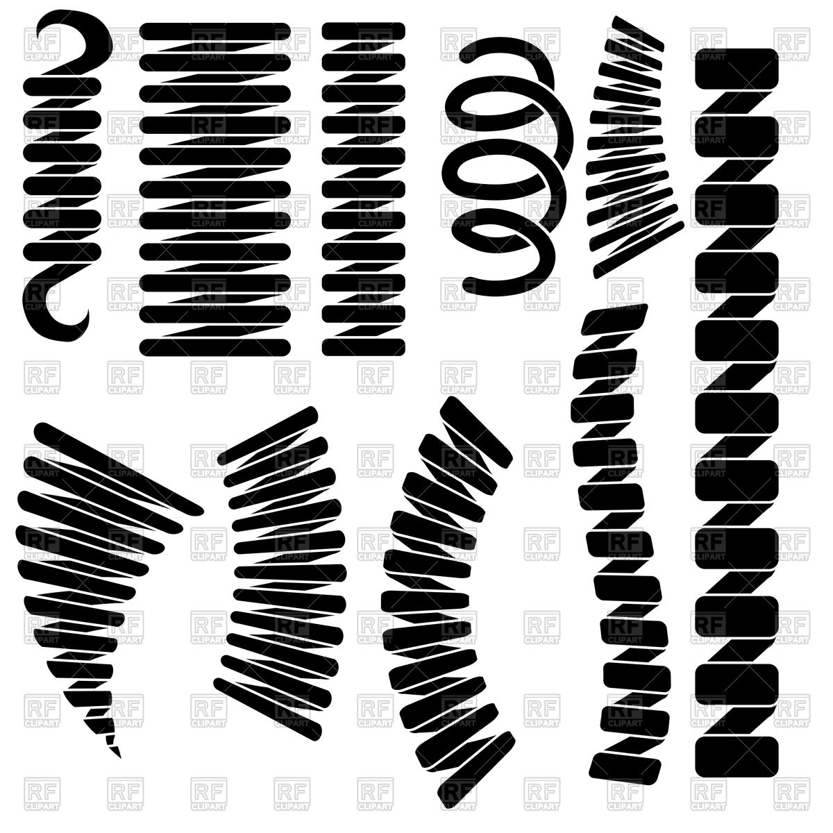 1200x1200 Set Of Springs Silhouettes Vector Image Vector Artwork Of