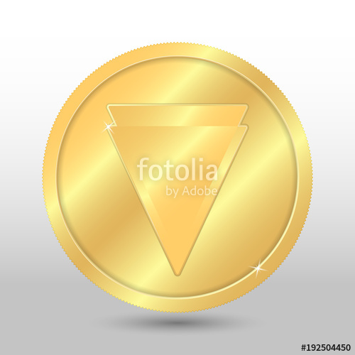 500x500 Gold Verge Coin. Vector Crypto Currency Illustration On A Gray