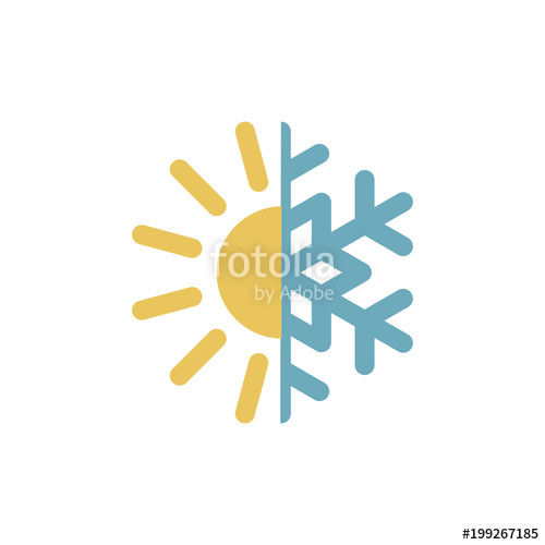 500x500 Hot And Cold Vector Illustration. Sun And Snowflake Icon Isolated
