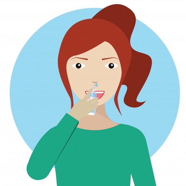 626x626 Young Woman Using Nose Drops, Girl With A Nasal Spray In Hands