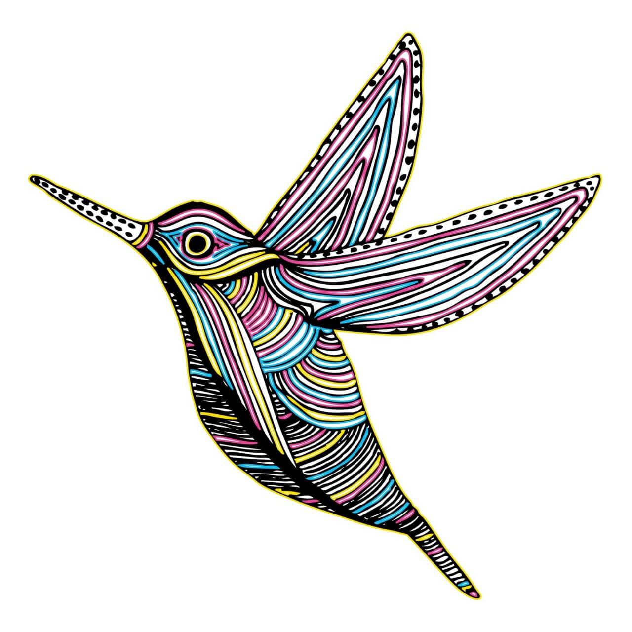 1280x1280 Free Vector Cmyk Colibri Bird Flying