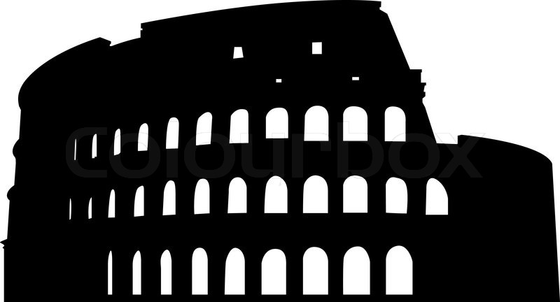800x432 Roman Coliseum Silhouette. Vector Illustration For Design Use