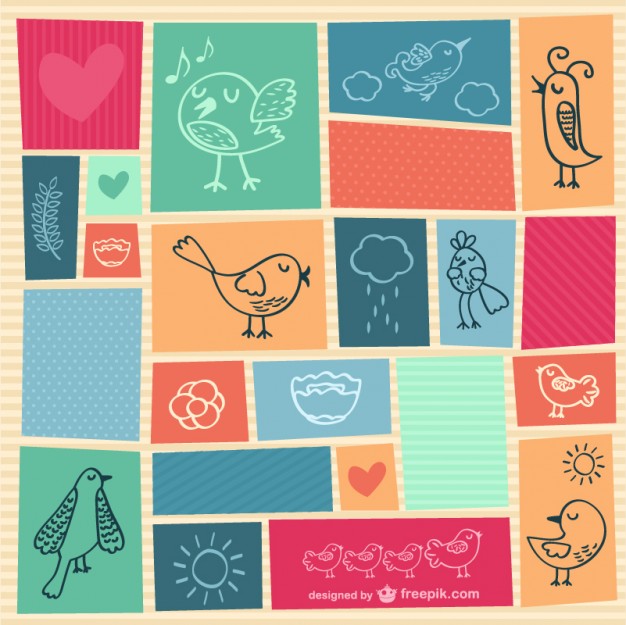 626x625 Sketched Birds Collage Vector Free Download