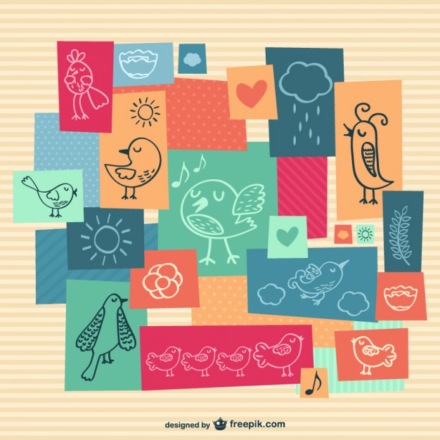 626x626 Cartoon Birds Collage Vector Free Download