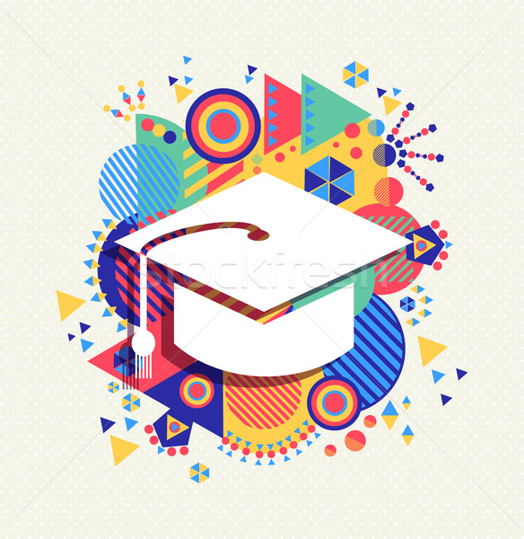 584x600 College Graduation Icon School Concept Color Shape Vector
