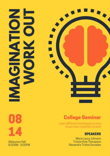 389x550 Yellow Light Bulb Vector College Poster