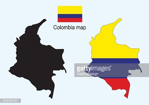 494x349 Colombia Map Vector, Colombia Flag Vector Premium Clipart