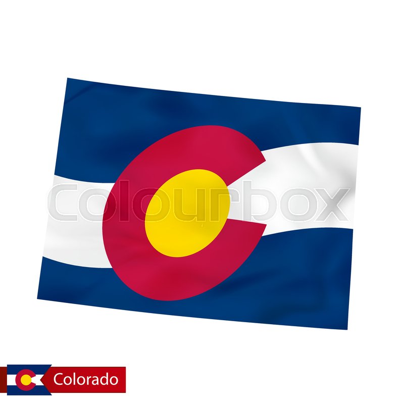 800x800 Colorado State Map With Waving Flag Of Us State. Vector