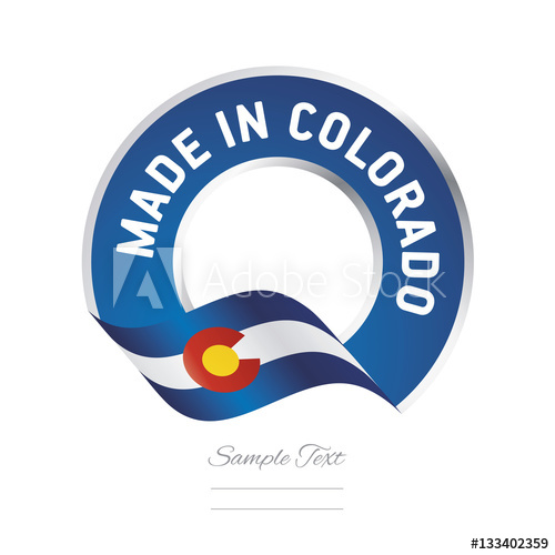 500x500 Made In Colorado Flag Blue Color Label Button Banner