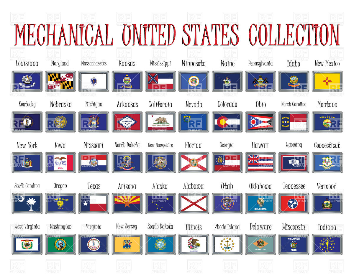 1200x950 Door Plates With States Flags Of Usa Vector Image Vector Artwork
