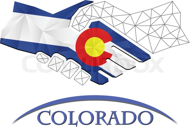 800x537 Handshake Logo Made From The Flag Of Colorado. Stock Vector